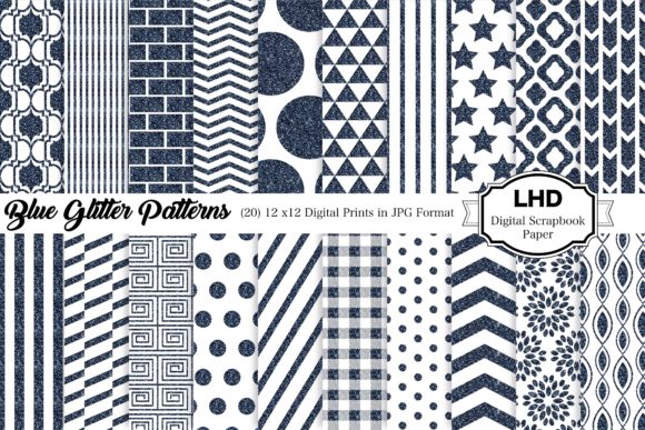 Download Blue Glitter Digital Paper Patterns - Premium Resources
