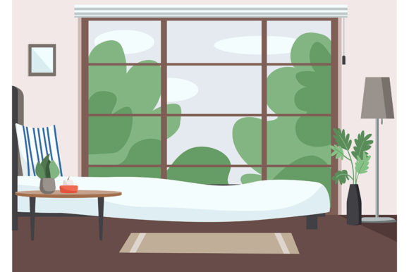 Download Empty Bedroom Flat Color Vector - Empty bedroom Collection